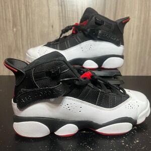 Nike Kids Jordan 6 Rings 323419-067 Black White Sneaker Shoes Size 4Y